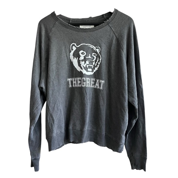 THE GREAT The College Sweatshirt Bear Graphic Distressed Charcoal Size 2 Medium - Picture 4 of 15